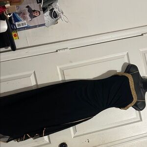 Bahari Black Dress with Gold Detailing